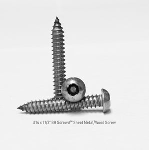 #14 x 1 1/2" Button Head Screwd® Security Sheet Metal/Wood Screw Made out of Stainless Steel